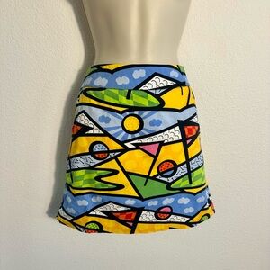 LOUDMOUTH Ladies Golf Skort 4 Skirt W/ Shorts Abstract Colorful Mod Retro Active